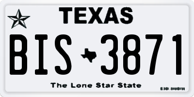 TX license plate BIS3871