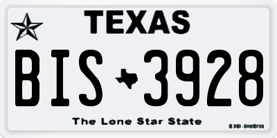 TX license plate BIS3928