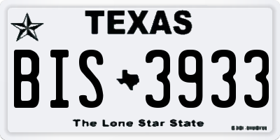 TX license plate BIS3933