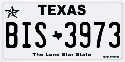 TX license plate BIS3973