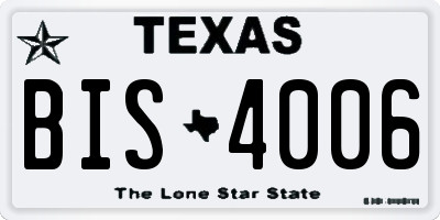 TX license plate BIS4006