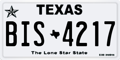 TX license plate BIS4217