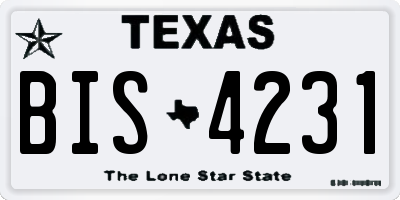 TX license plate BIS4231