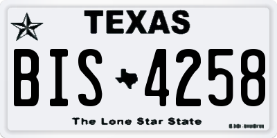 TX license plate BIS4258