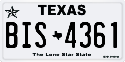 TX license plate BIS4361