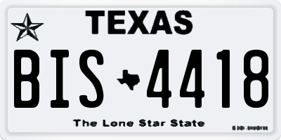 TX license plate BIS4418