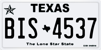 TX license plate BIS4537