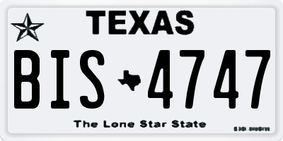 TX license plate BIS4747