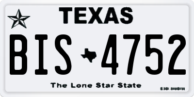 TX license plate BIS4752