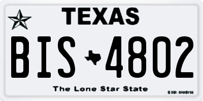 TX license plate BIS4802