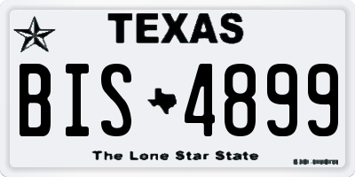 TX license plate BIS4899