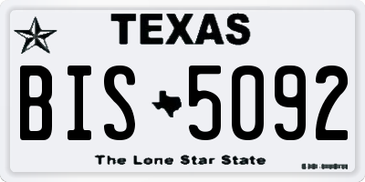 TX license plate BIS5092