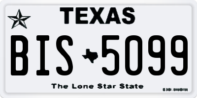 TX license plate BIS5099