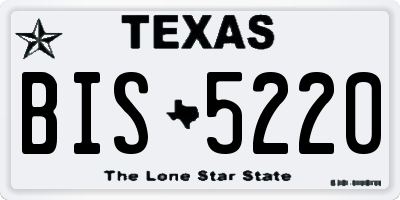 TX license plate BIS5220
