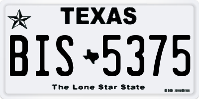 TX license plate BIS5375
