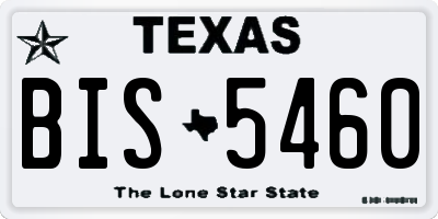 TX license plate BIS5460