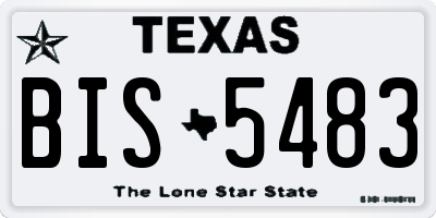 TX license plate BIS5483