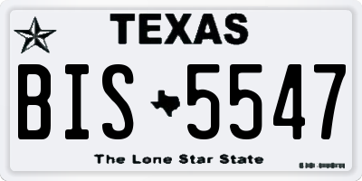 TX license plate BIS5547