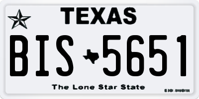 TX license plate BIS5651