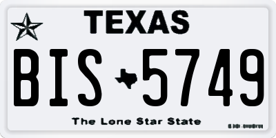 TX license plate BIS5749