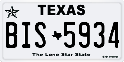 TX license plate BIS5934