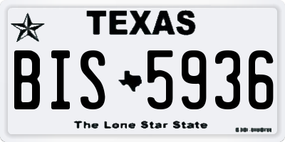 TX license plate BIS5936