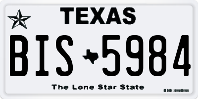 TX license plate BIS5984