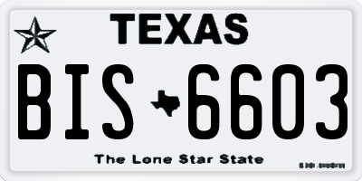TX license plate BIS6603