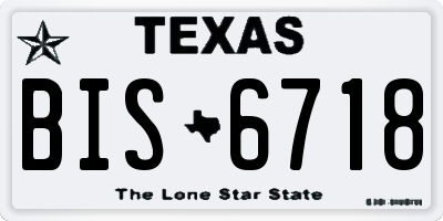 TX license plate BIS6718