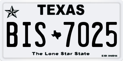 TX license plate BIS7025