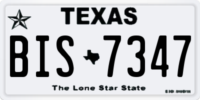 TX license plate BIS7347