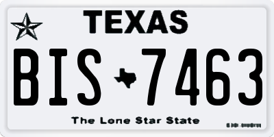 TX license plate BIS7463