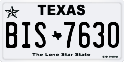 TX license plate BIS7630