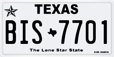 TX license plate BIS7701
