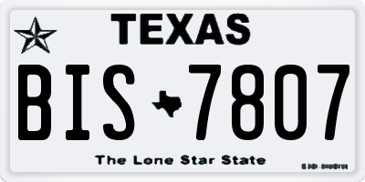 TX license plate BIS7807