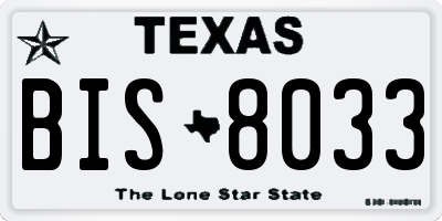 TX license plate BIS8033