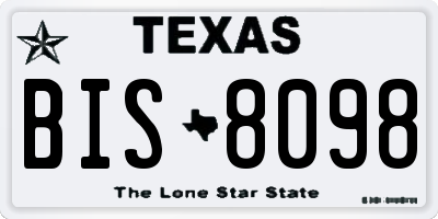 TX license plate BIS8098