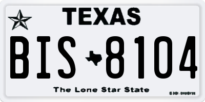 TX license plate BIS8104