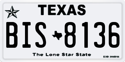 TX license plate BIS8136