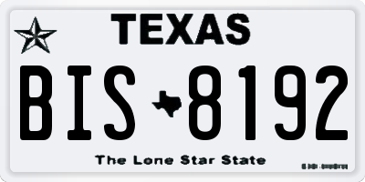 TX license plate BIS8192