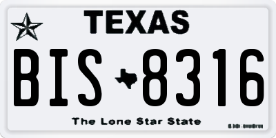 TX license plate BIS8316
