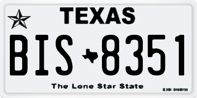TX license plate BIS8351