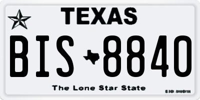 TX license plate BIS8840
