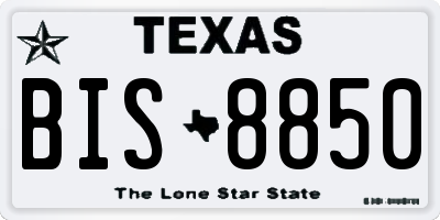 TX license plate BIS8850