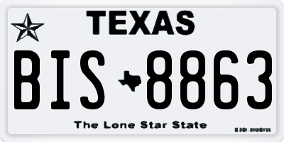 TX license plate BIS8863