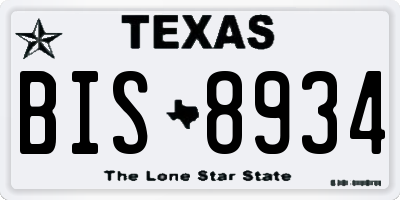 TX license plate BIS8934