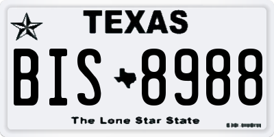 TX license plate BIS8988