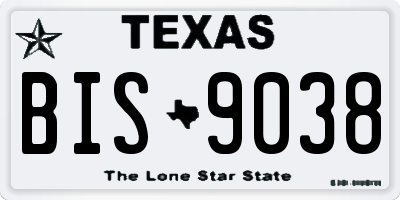 TX license plate BIS9038