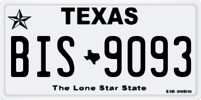 TX license plate BIS9093