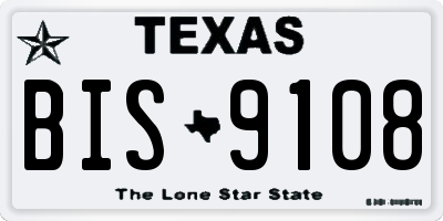 TX license plate BIS9108